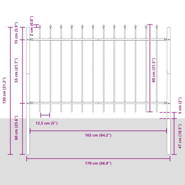 Φράχτης vidaXL για τον κήπο με λαβή, λευκός, 11,9x0,8 μ, Ήλιος 170x3.4x130cm