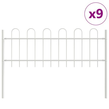 vidaXL Φράκτης Κήπου με Σκεπή - Λευκό, 15.3x0.6 μ, Χάλυβας 170x3.4x110cm