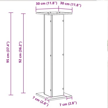 Βάση φυτών vidaXL 2 τεμ Μαύρη Δρυς 30x30x95 εκ Επεξεργασμένο ξύλο