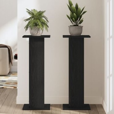 vidaXL Βάση φυτών 2 τμχ. Μαύρη Οξυά 30 x 30 x 80 cm Επεξεργασμένο ξύλο