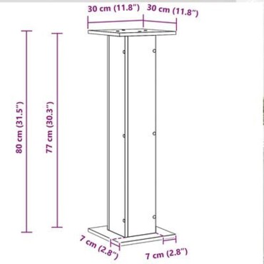 vidaXL Βάση φυτών 2 τμχ. Μαύρη Οξυά 30 x 30 x 80 cm Επεξεργασμένο ξύλο
