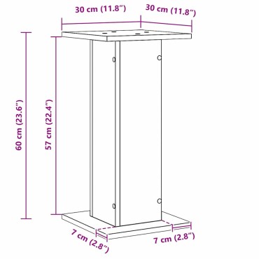 vidaXL Βάση φυτών 2 τμχ. Μαύρη Οξυά 30 x 30 x 60 cm Επεξεργασμένο ξύλο