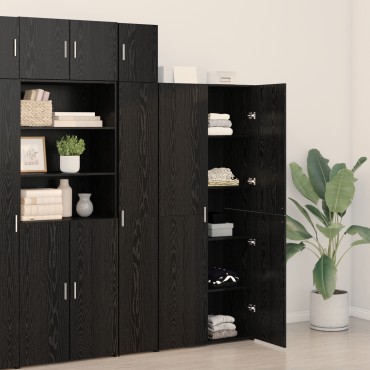 vidaXL Highboard Μπουφές Μαύρος Δρυός 40x42.5x185cm Επεξεργασμένου Ξύλου 1 τεμ.