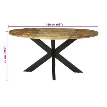 vidaXL Τραπέζι Φαγητού Στρογγυλό 160x76cm Μασίφ Ξύλο Μάνγκο 1 τεμ.
