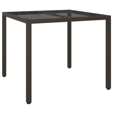vidaXL Τραπέζι Τραπεζαρίας Κήπου Καφέ 90x90x75cm Πολυ Ράταν 1 τεμ.