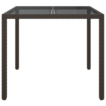 vidaXL Τραπέζι Τραπεζαρίας Κήπου Καφέ 90x90x75cm Πολυ Ράταν 1 τεμ.