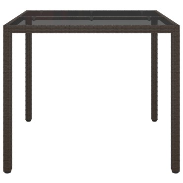 vidaXL Τραπέζι Τραπεζαρίας Κήπου Καφέ 90x90x75cm Πολυ Ράταν 1 τεμ.