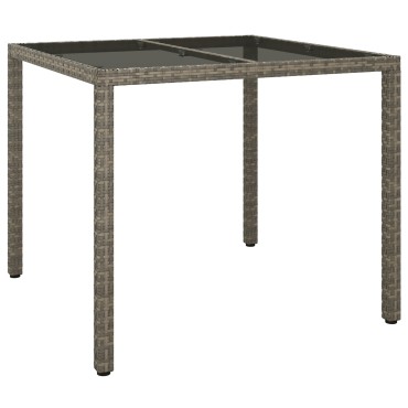 vidaXL Τραπέζι Φαγητού Κήπου Γκρι 90x90x75cm Πολυ Ρατάν 1 τεμ.