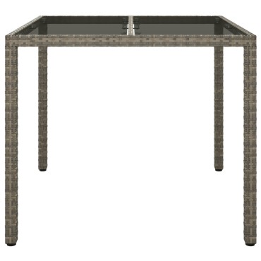 vidaXL Τραπέζι Φαγητού Κήπου Γκρι 90x90x75cm Πολυ Ρατάν 1 τεμ.