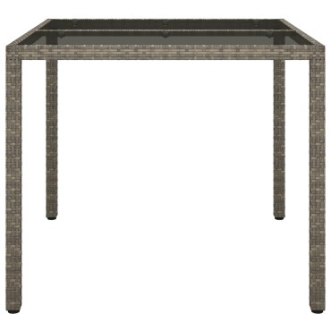 vidaXL Τραπέζι Φαγητού Κήπου Γκρι 90x90x75cm Πολυ Ρατάν 1 τεμ.