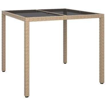 vidaXL Τραπέζι Φαγητού Κήπου Μπεζ 90x90x75cm Πολυ Ρατάν 1 τεμ.
