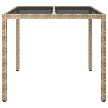vidaXL Τραπέζι Φαγητού Κήπου Μπεζ 90x90x75cm Πολυ Ρατάν 1 τεμ.