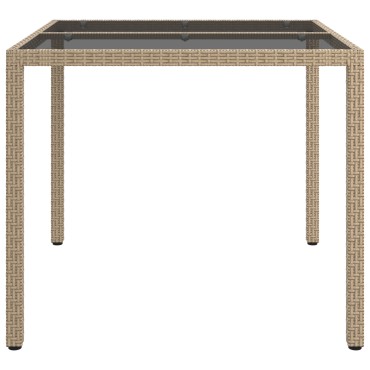 vidaXL Τραπέζι Φαγητού Κήπου Μπεζ 90x90x75cm Πολυ Ρατάν 1 τεμ.