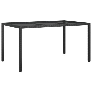 vidaXL Τραπέζι Φαγητού Κήπου Μαύρο 150x90x75cm Πολυ Ρατάν 1 τεμ.