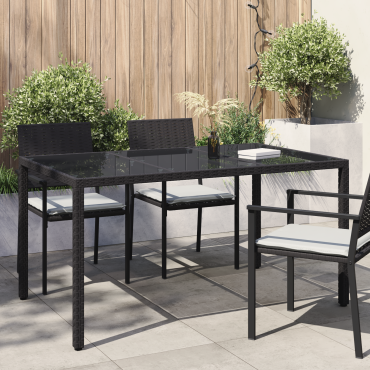 vidaXL Τραπέζι Κήπου Μαύρο 150x90x75cm συνθετικό ρατάν 1 τεμ.