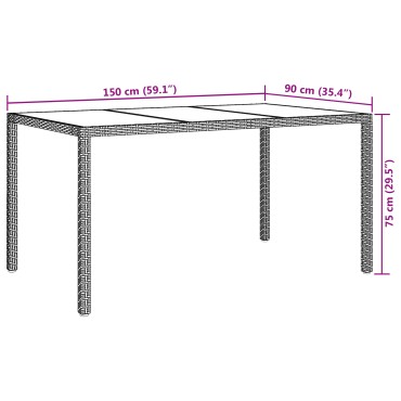 vidaXL Τραπέζι Κήπου Μαύρο 150x90x75cm συνθετικό ρατάν 1 τεμ.