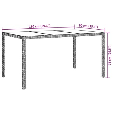 vidaXL Τραπέζι Κήπου Μαύρο 150x90x75cm συνθετικό ρατάν 1 τεμ.