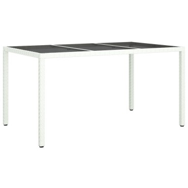 vidaXL Τραπέζι Κήπου Λευκό 150x90x75cm Πολυ Ρατάν 1 τεμ.