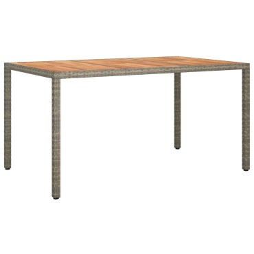 vidaXL Τραπέζι Φαγητού Κήπου Γκρι 150x90x75cm Πολυ Ράτανας 1 τεμ.