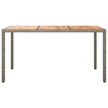 vidaXL Τραπέζι Φαγητού Κήπου Γκρι 150x90x75cm Πολυ Ράτανας 1 τεμ.