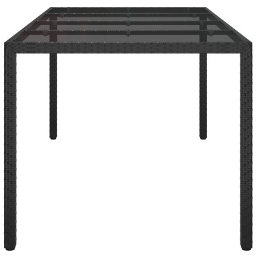 vidaXL Τραπέζι Φαγητού Μαύρο 190x90x75cm Πολυ Ρατάν 1 τεμ.