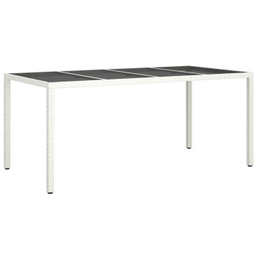 vidaXL Τραπέζι Κήπου Άσπρο 190x90x75cm Πολυ Ράταν 1 τεμ.