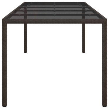 vidaXL Τραπέζι Υπαίθριας Σίτισης Καφέ 250x100x75cm Συνθετικό Ράτα 1 τεμ.