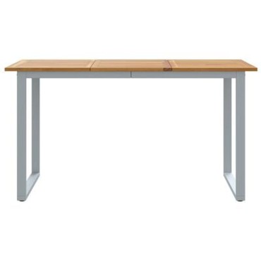 vidaXL Εξωτερικό Τραπεζάκι Φαγητού Γκρι 140x80x75cm Ατσάλι & Μασίφ ξύλο ακακίας