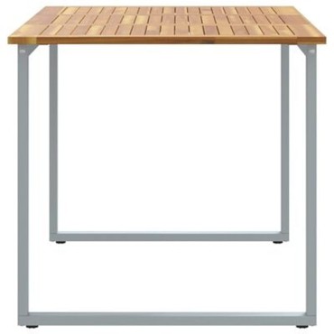 vidaXL Εξωτερικό Τραπεζάκι Φαγητού Γκρι 140x80x75cm Ατσάλι & Μασίφ ξύλο ακακίας