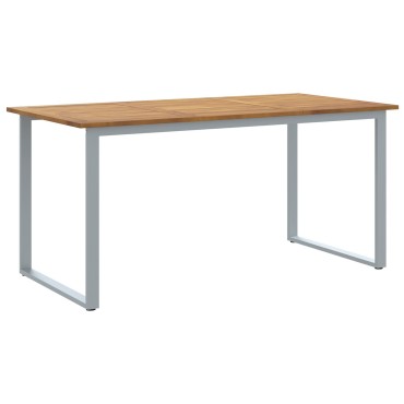 vidaXL Τραπέζι Εξωτερικού Χώρου Γκρι 160x80x75cm Χάλυβας & Στερεό Ξύλο Ακακίας 1 τεμ.