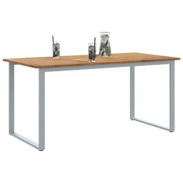 vidaXL Τραπέζι Εξωτερικού Χώρου Γκρι 160x80x75cm Χάλυβας & Στερεό Ξύλο Ακακίας 1 τεμ.