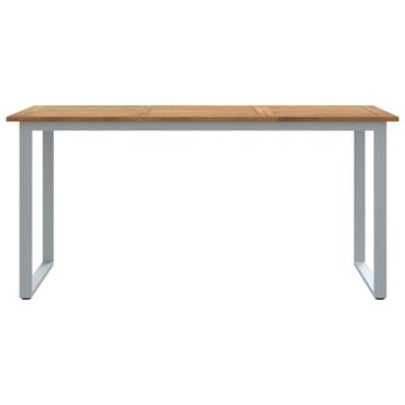 vidaXL Τραπέζι Εξωτερικού Χώρου Γκρι 160x80x75cm Χάλυβας & Στερεό Ξύλο Ακακίας 1 τεμ.