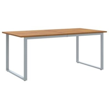 vidaXL Εξωτερικό Τραπέζι Φαγητού Γκρι 180x90x75cm Χάλυβας&Στερεό Ξύλο Ακακίας 1 τεμ.
