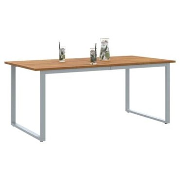 vidaXL Εξωτερικό Τραπέζι Φαγητού Γκρι 180x90x75cm Χάλυβας&Στερεό Ξύλο Ακακίας 1 τεμ.