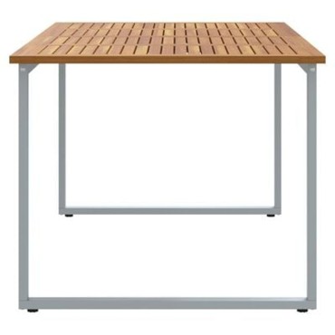 vidaXL Εξωτερικό Τραπέζι Φαγητού Γκρι 180x90x75cm Χάλυβας&Στερεό Ξύλο Ακακίας 1 τεμ.