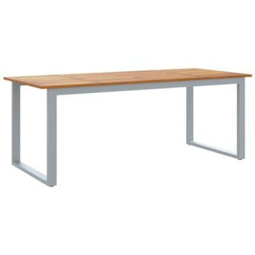 vidaXL Υπαίθριο Τραπέζι Φαγητού Γκρι 200x90x75cm Χάλυβας και Σολοιδικό Ξύλο Ακακίας 1 τεμ.