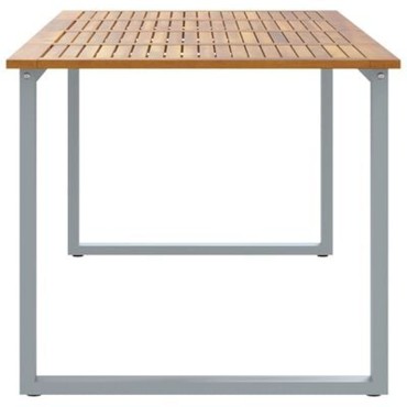 vidaXL Υπαίθριο Τραπέζι Φαγητού Γκρι 200x90x75cm Χάλυβας και Σολοιδικό Ξύλο Ακακίας 1 τεμ.
