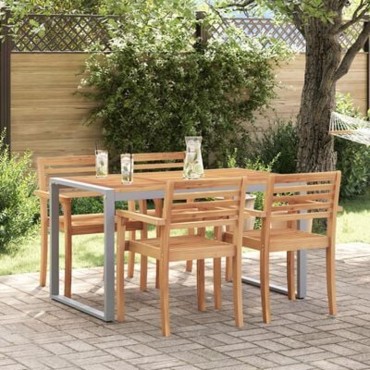 vidaXL Εξωτερική Τραπεζαρία Γκρι 140x80x75cm Ατσάλι & Σομια Ρητίνη
