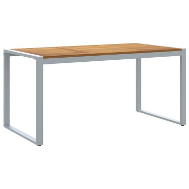 vidaXL Εξωτερικό Τραπέζι Φαγητού Γκρι 160x80x75cm Χάλυβας & Μασίφ Ξύλο Ακακίας 1 τεμ.