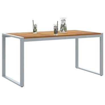 vidaXL Εξωτερικό Τραπέζι Φαγητού Γκρι 160x80x75cm Χάλυβας & Μασίφ Ξύλο Ακακίας 1 τεμ.
