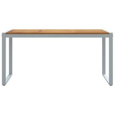 vidaXL Εξωτερικό Τραπέζι Φαγητού Γκρι 160x80x75cm Χάλυβας & Μασίφ Ξύλο Ακακίας 1 τεμ.