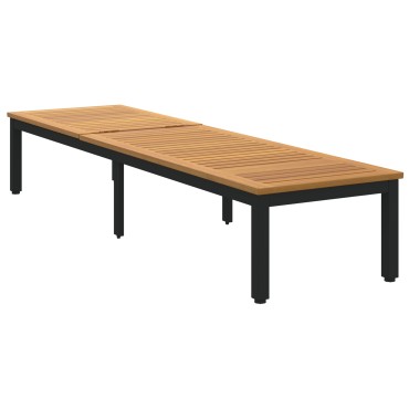vidaXL Ξαπλώστρα Μαύρο 200x55x35cm Στερεό Ξύλο Ακακίας 1 τεμ.