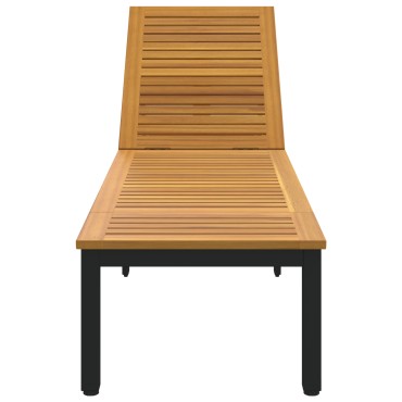 vidaXL Ξαπλώστρα Μαύρο 200x55x35cm Στερεό Ξύλο Ακακίας 1 τεμ.