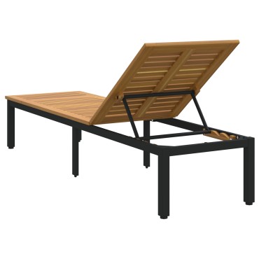 vidaXL Ξαπλώστρα Μαύρο 200x55x35cm Στερεό Ξύλο Ακακίας 1 τεμ.