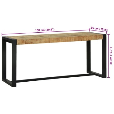 vidaXL Παγκάκι 100x35x45cm Μασίφ Σκληρό Ξύλο Μάνγκο 1 τεμ.