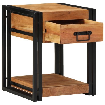 vidaXL Κομοδίνο με συρτάρι Καφέ 40x40x50cm Στερεό Ξύλο Ακακίας 1 τεμ.