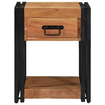 vidaXL Κομοδίνο με συρτάρι Καφέ 40x40x50cm Στερεό Ξύλο Ακακίας 1 τεμ.