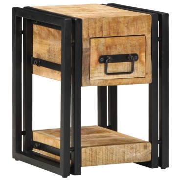 vidaXL Κομοδίνο με συρτάρι Καφέ 30x30x40cm Στερεό ξύλο μάνγκο 1 τεμ.