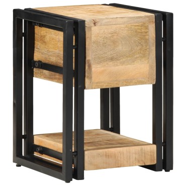 vidaXL Κομοδίνο με συρτάρι Καφέ 30x30x40cm Στερεό ξύλο μάνγκο 1 τεμ.