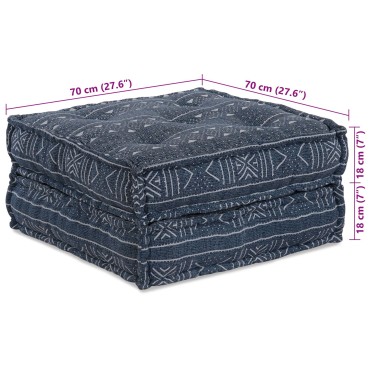 vidaXL Στιβαρός Πουφ Ινδigo 70x70x36 Υφασμάτινος 70x70x36 cm
